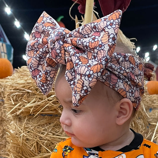 Autumn Pumpkin Luxe Bow Headwrap