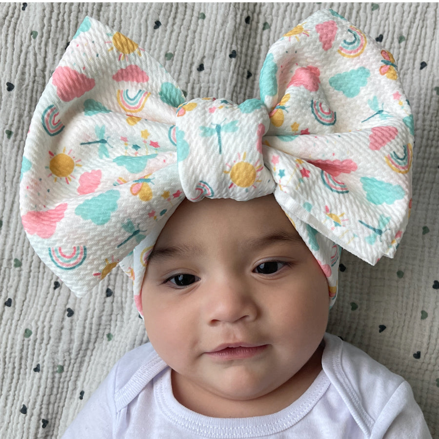 Pastel Rainbows and Butterflies Luxe Bow Headwrap