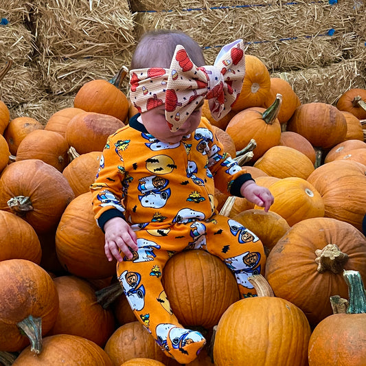 Pumpkin and CandyCorn Luxe Bow Headwrap